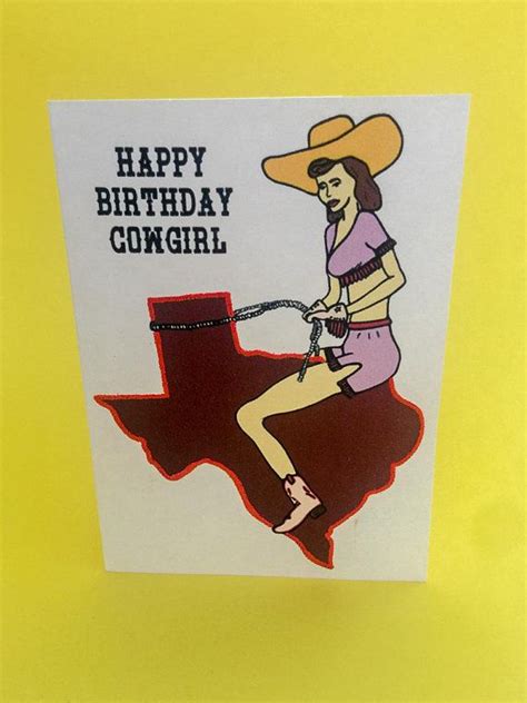 Happy Birthday Cowgirl Pinup Texas Greeting Card Happy Birthday
