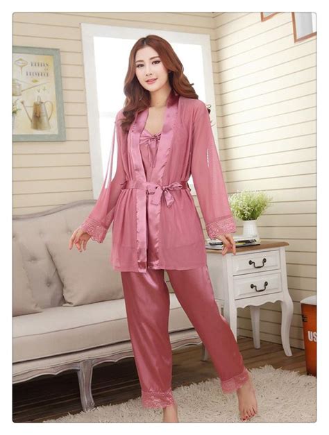 New Style Women Silk Pajamas Sets Spring Summer Design Elegant Lace Embroidered Female Satin