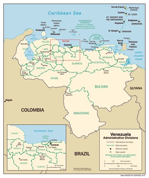 A Gran Escala Mapa De Administrativas Divisiones De Venezuela