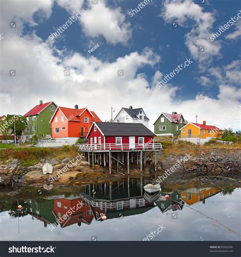 Fishing Village Henningsvaer In Lofoten Islands In Norway Stock Photo