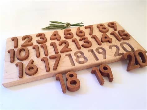 Wood 1 20 Numbers Puzzle All Natural Waldorf Montessori Homeschool Toy