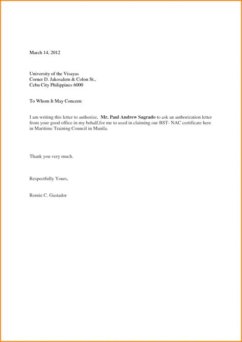 In order to legally sign for someone else, the signer must have the express permission of the person she is signing for. Sample of Authorization Letter Sample to Act on Behalf | Authorization Letter