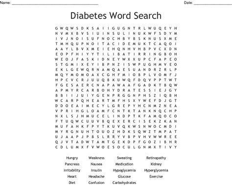 Diabetes Health Word Search Diabetes Health Word Search Printable