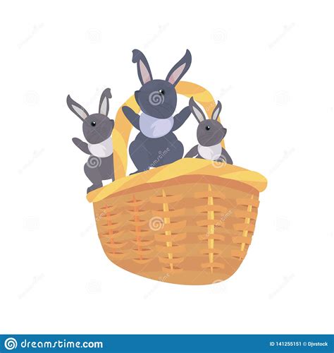 Bunnies Basket Easter Stock Vector Illustration Of Traditional 141255151