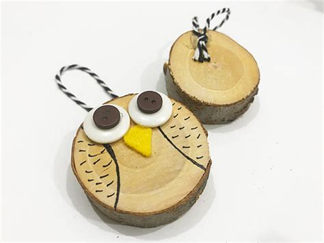 Wood Slice Owl Ornaments Tutorial Factory Direct Craft Blog