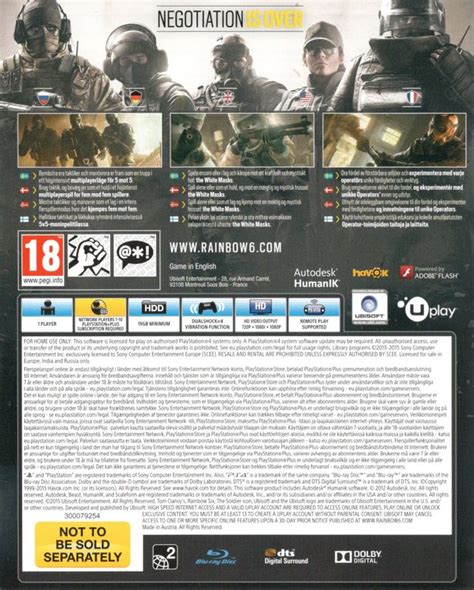 Tom Clancys Rainbow Six Siege Art Of Siege Edition 2015 Box Cover