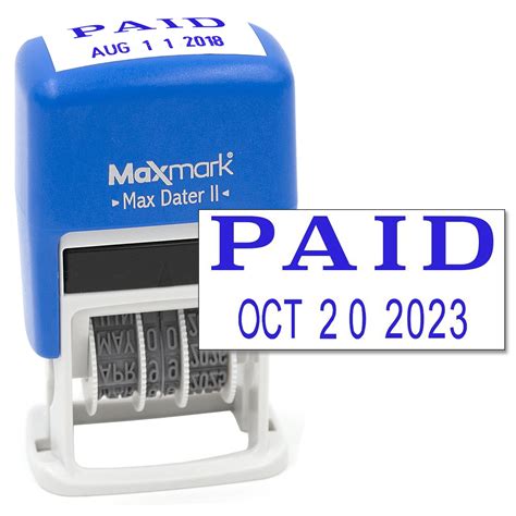 Maxmark Self Inking Rubber Date Office Stamp With Paid Phrase And Date