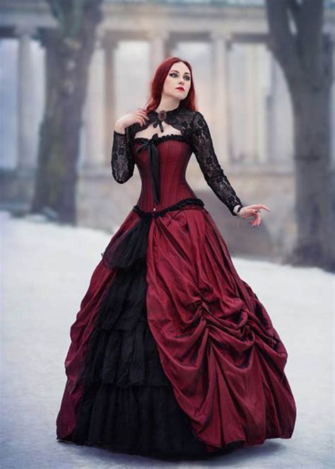 Red Black Gothic Long Prom Dress D1008 D Roseblooming