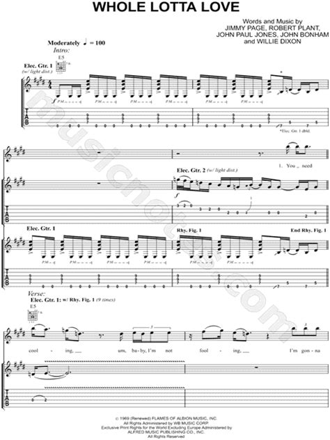 Carlos Santana Whole Lotta Love Guitar Tab In E Major Download And Print Sku Mn0086984