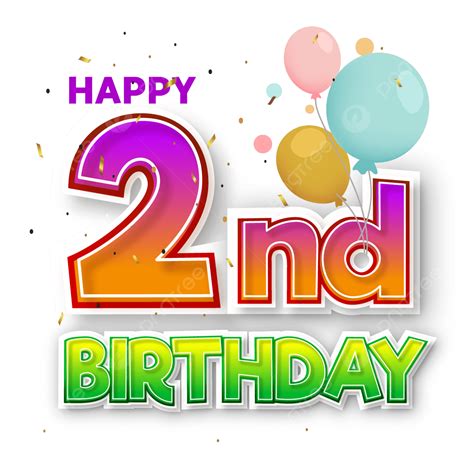 Happy Second Birthday 2nd Vector Art Design Second Birthday Happy 2nd
