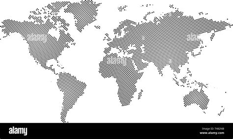 Black Halftone Circle Dotted World Map Vector Illustration Dotted Map