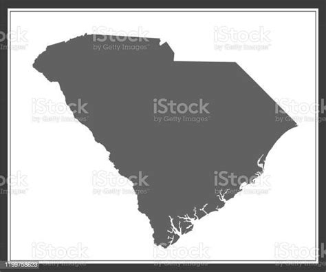 South Carolina Outline Vector Map Cartography Stock Illustration Download Image Now South