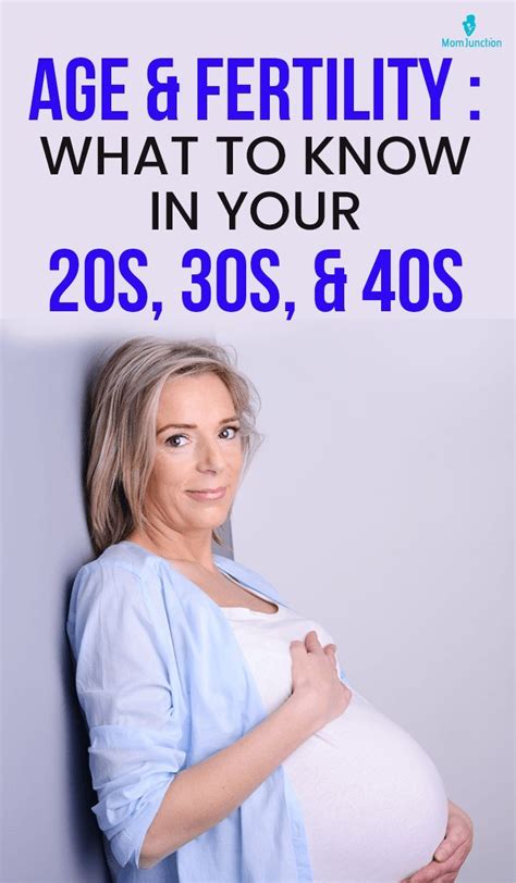 a pregnant woman with the text age and fertity what to know in your 20s 30s and 40s