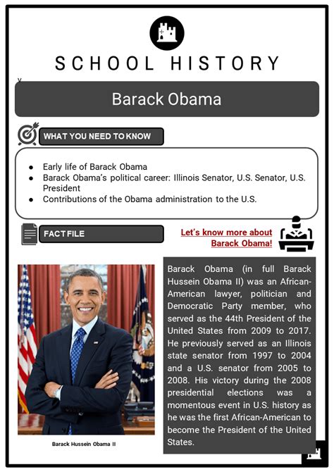 Barack Obama Facts Worksheets Life Biography And Political Career