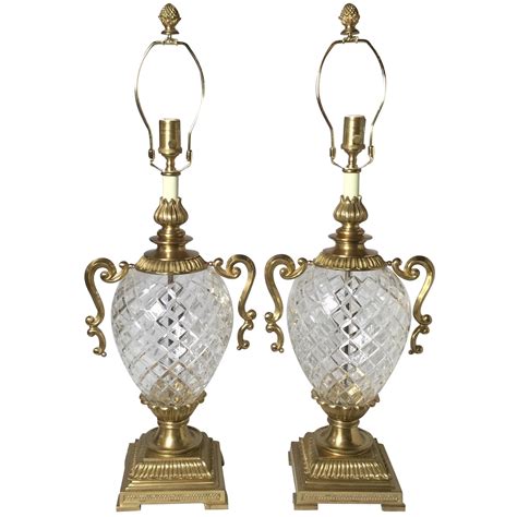 Pair Of Baccarat Style Hollywood Regency Cut Crystal Lamps At 1stdibs