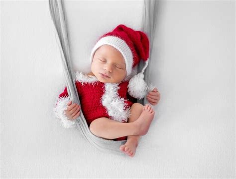 Premium Photo Newborn Baby Boy Wearing Santa Christmas Costume Little
