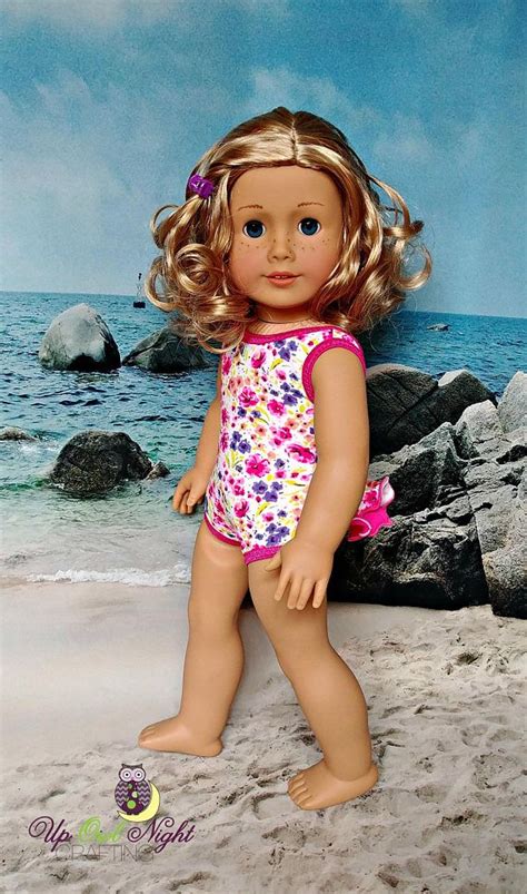 doll bathing suit swimsuit in pink and white american etsy american girl clothes doll