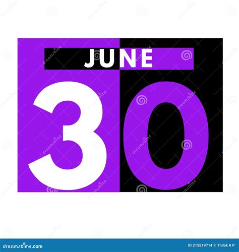 June 30 Modern Daily Calendar Icon Date Day Month Stock