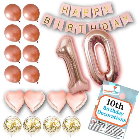 10th Birthday Decorations For Her Pink And Rose Gold Theme Etsy