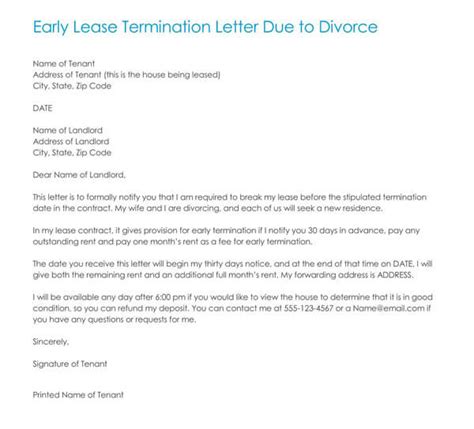 5 early lease termination letter sample templates