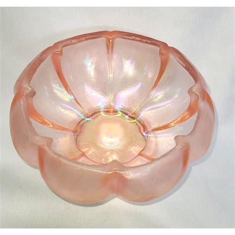 Fenton Pink Velva Stretch Glass Carnival Glass Candy Bowl Etsy