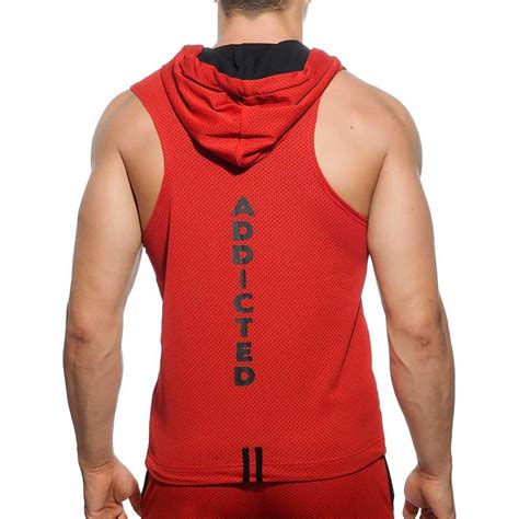 Addicted Sports Edition Mesh Hoodie Tank Top Designer Zipper Mens Clothing In Red Size Xs To Big