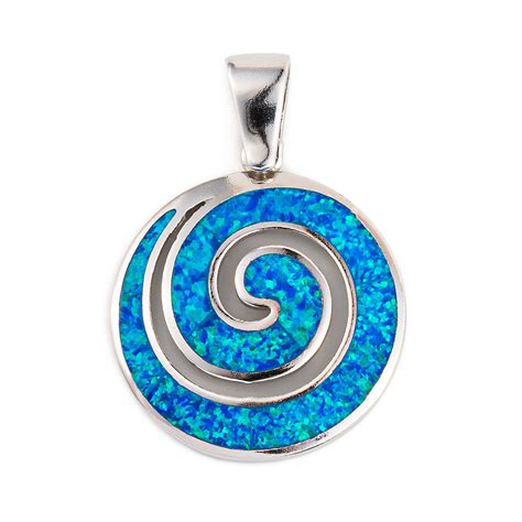 Spiral Pendant Blue Opal Sterling Silver Greek Roots