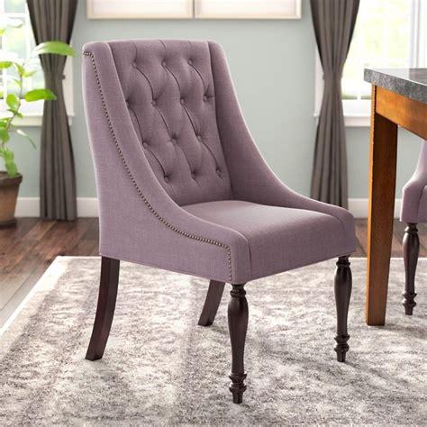 Lynne Tufted Linen Solid Back Side Chair Solid Wood Dining Chairs