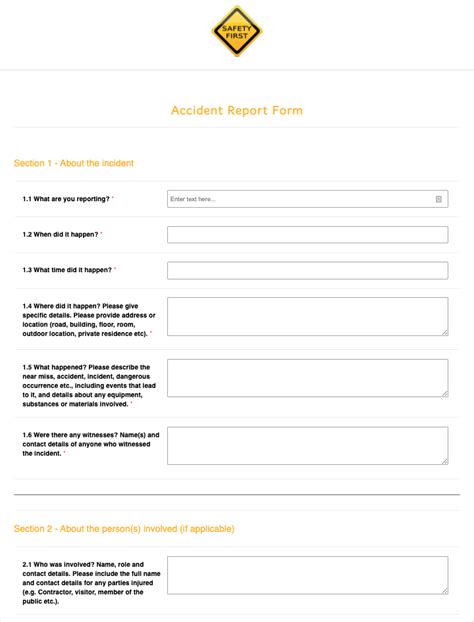 Accident Report Form Template Electronic Forms By Ipegs Ltd