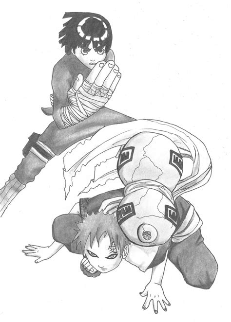 Rock Lee And Gaara By Tama Chan On Rock Lee Naruto Sketch Naruto Drawings