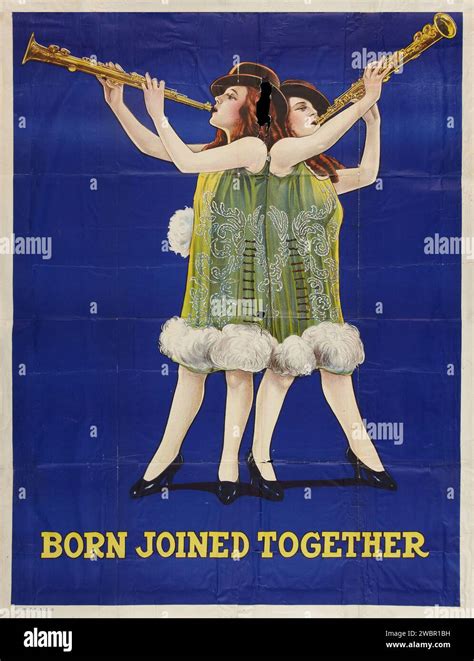 Hilton Sisters Born Joined Together Clarinet Playing Siamese Twins Quigley Litho 1920s