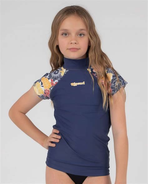 rip curl girls cap sleeve rash vest in navy 0049 fast shipping and easy returns city beach
