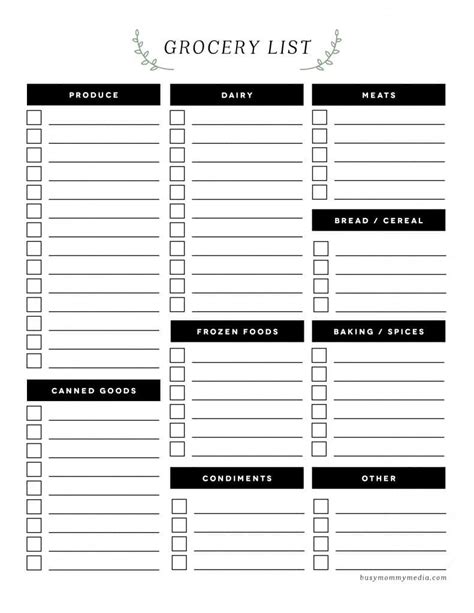 20 Best Free Printable Grocery List Templates World Of Printables