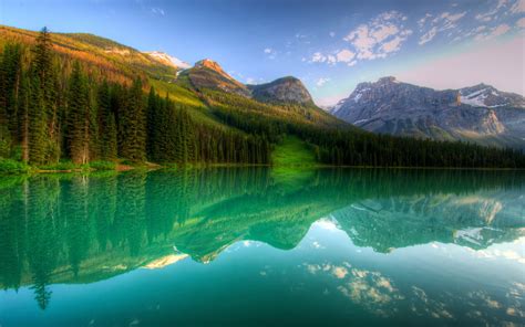 壁纸 加拿大，yoho，湖泊，森林，山脉，树木，反射 2560x1600 Hd 高清壁纸 图片 照片