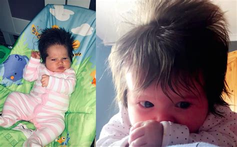 A Baby Was Born With An Incredible Head Of Hair After Being Visible On Her Mum S Scan