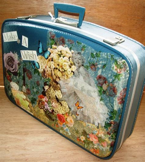 Make A Wish Marilyn Suitcase Decoupage Suitcase Suitcase Vintage