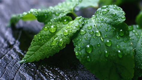 Green Leaf Plant With Water Droplets Hd Wallpaper Wallpaper Flare