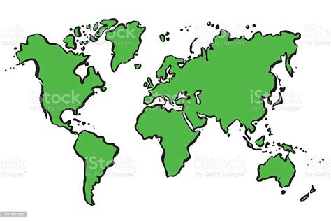 Ilustración De Green Vector Dibujo Mapa Del Mundo Y Más Banco De