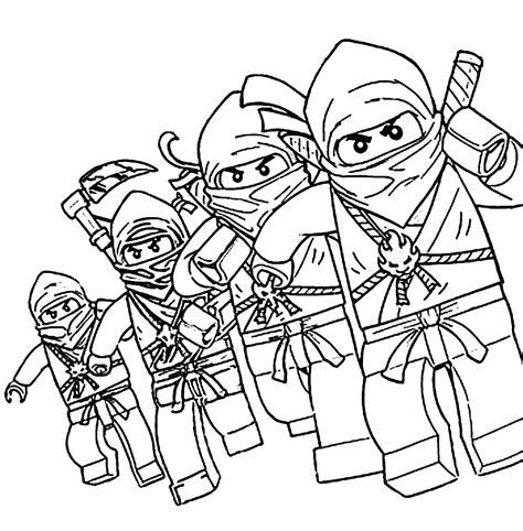 Vier Ninjas Bereiten Sich Darauf Vor Die Feinde In Ninjago Coloring