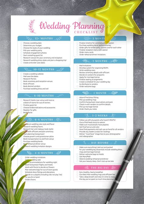 one page printable wedding planning checklist to help you organize yo… wedding planning