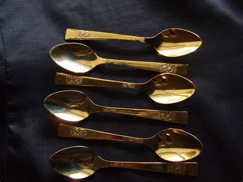 Vintage Golden Demitasse Or Espresso Coffee Spoons Japan Etsy