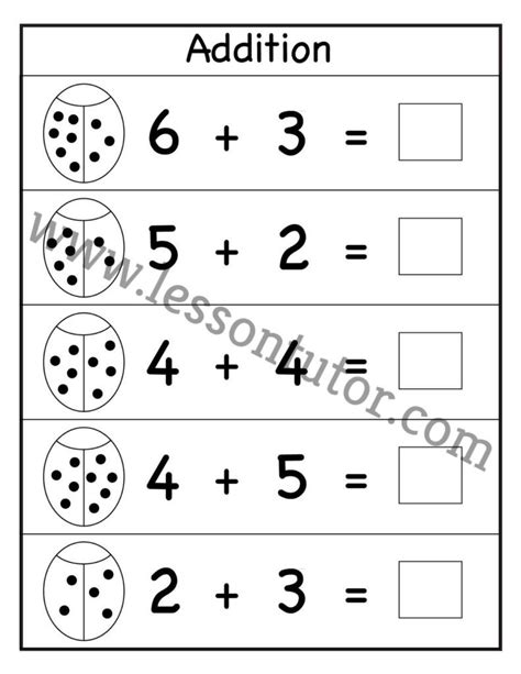 Math Addition 1 5 Worksheet Picture Addition Beginner Addition