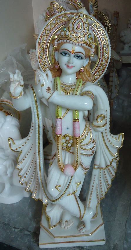 White Painted Krishna Stone Moorti For Worship Size Min 12 Inch To