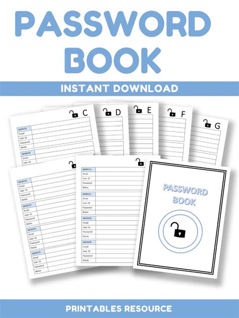 Password Book Passwords Large Print Printable Password Etsy