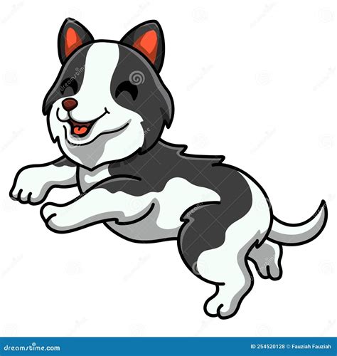 Cute Border Collie Dog Cartoon Stock Vector Illustration Of Funny