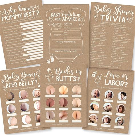 Rustic Baby Shower Games Gender Neutral Games Double Sided Who