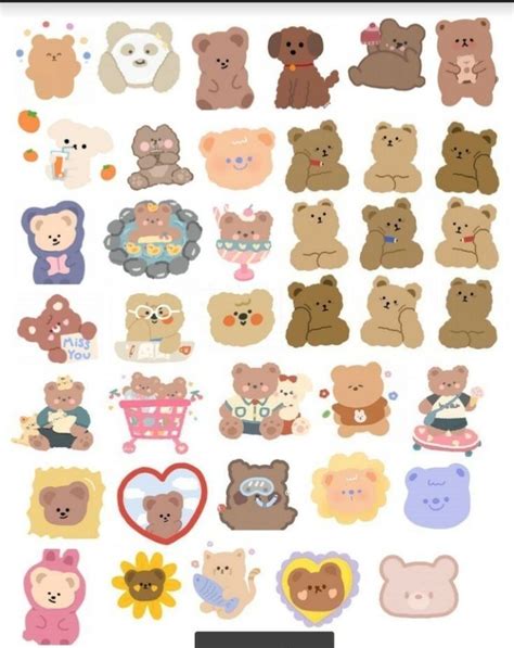 Cute Bears In 2021 Kawaii Stickers Print Stickers Cute Stickers