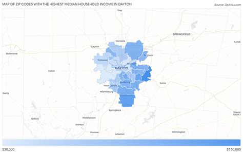 Highest Median Household Income In Dayton By Zip Code Zip Atlas