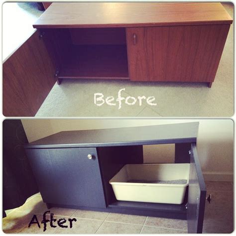 The holes for the hinges need to match; #DIY Litter Box Cabinet. Bought cheap old cabinet from a ...