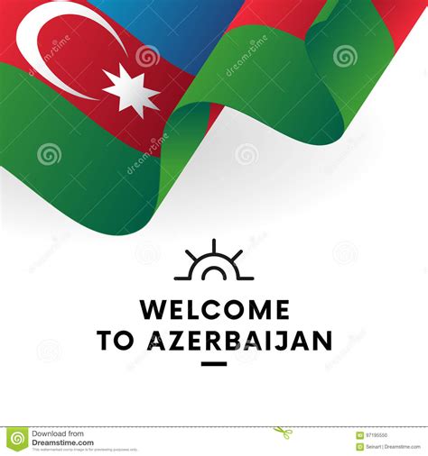 Welcome To Azerbaijan Azerbaijan Flag Patriotic Design Vector Stock